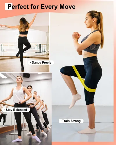 Vista 4 de Aoliks - 6 pares de calcetines antideslizantes de pilates para mujer, calcetines atléticos de yoga para barre ballet descalzo entrenamiento hospital