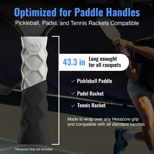 Vista 3 de Hesacore Hesatac Cinta de Sobreagarre – para Pickleball, Pádel y Tenis – Hecha para Agarres Hesacore – Absorbe el Sudor, Suave, Antideslizante