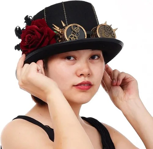Vista 3 de GRACEART Sombreros unisex steampunk con gafas para mujeres y hombres