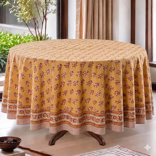 Vista 41 de Ridhi Mantel redondo con estampado de bloques a mano, color azul vaquero Azul Denim