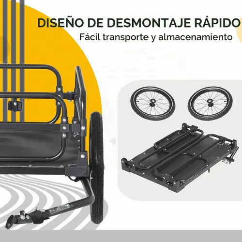 Vista 5 de Aosom Remolque de carga para bicicleta con suspensión, ruedas de 16 Carro de bicicleta, remolque de bicicleta, triple seguridad características