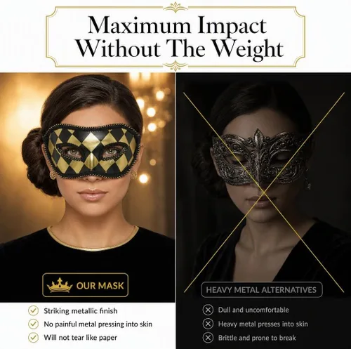 Vista 5 de Crown Display Masquerade Mask, Costume Half Face Masks for Women & Men