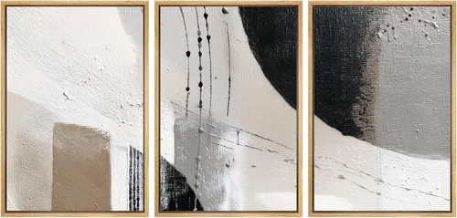 Vista 97 de SIGNWIN Lienzo enmarcado para pared, juego de arte de collage de hojas transparentes en blanco y negro, ilustraciones de naturaleza silvestre, arte