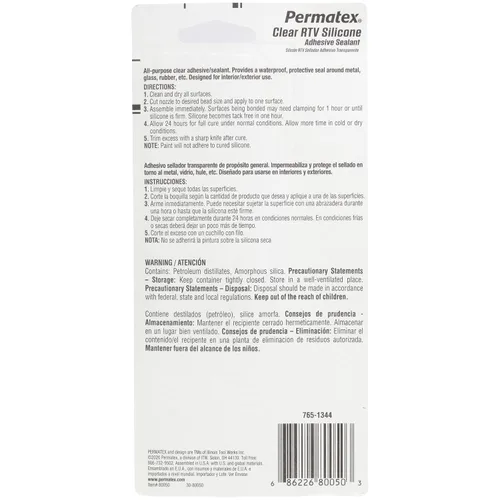 Vista 2 de Permatex 80050 - Sellador adhesivo de silicona RTV transparente, 3 onzas