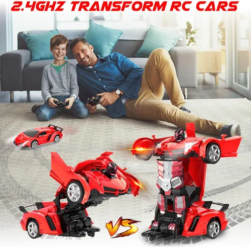 Vista 8 de Chridark Juguetes de Coche a Control Remoto - Coches RC Transformables para Niños, Juguetes de Coche Robot Transformable, Regalo de Juguetes