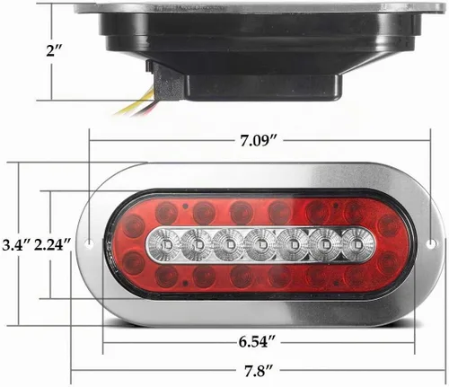 Vista 7 de Partsam 4 luces LED ovaladas de 6.5 pulgadas para remolque, 23 luces LED de montaje en brida, luces traseras de freno rojas, luces de marcha