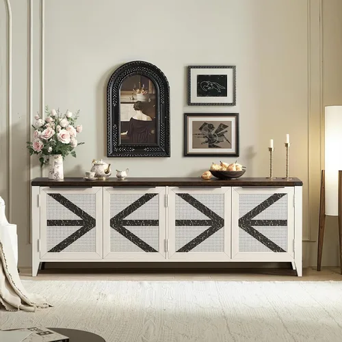 Vista 10 de VFK Soporte de TV de esquina de estilo granja para TV de 50 pulgadas, centro de entretenimiento rústico con almacenamiento, mesa de consola