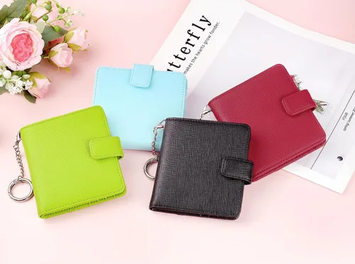 Vista 7 de FurArt Cartera plegable para mujer con 9 ranuras, bloqueo RFID, ventana de identificación, cartera compacta con llavero