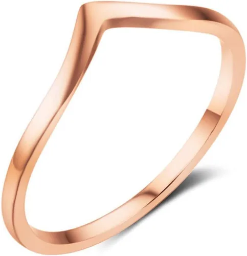 Vista 2 de Jude Jewelers - Anillo de promesa clásico simple y liso con chevron puntiagudo de acero inoxidable Negro