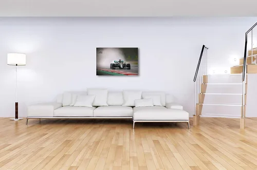 Vista 3 de XOTIKS Impresión en lienzo de Mercedes AMG F1 Racing con autógrafo preimpreso de Lewis Hamilton - Arte fino Giclée lienzo impreso foto arte de pared