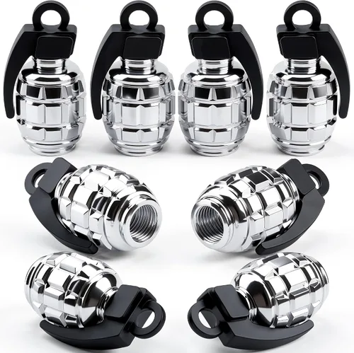 Vista 18 de 4 tapas de válvula de neumático, cubiertas universales de válvula de neumático de aleación de aluminio para automóviles, camiones, SUV, Negro