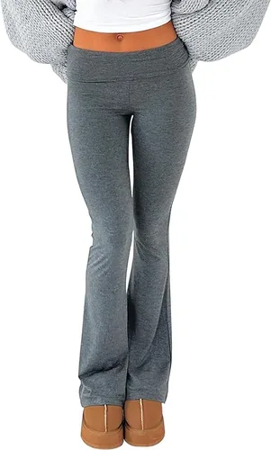 Vista 4 de Leggings acampanados para mujer, cintura baja, corte de bota, pantalones de chándal acampanados, elásticos, pantalones acampanados de yoga Y2K, ropa