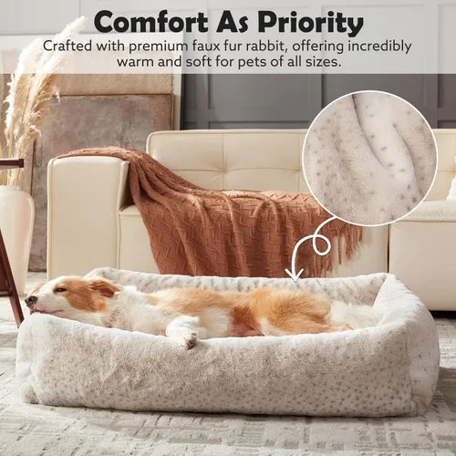 Vista 6 de JOEJOY Cama para Perro de Tamaño Mediano, Cama para Mascotas Ortopédica Lavable de Forro Polar de Pana Suave Premium con Funda de Cremallera