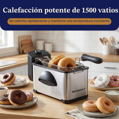 Vista 4 de Elite Gourmet Freidora de inmersión de 2 cuartos de galón, cesta extraíble