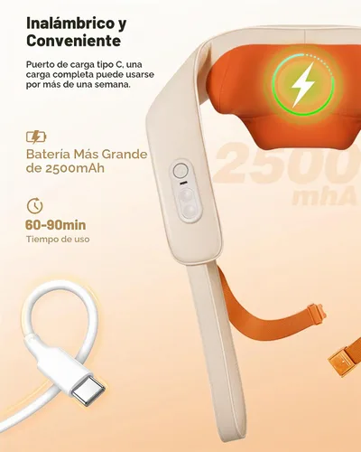 Vista 7 de KNQZE Masajeador de cuello inalámbrico para aliviar el dolor de tejido profundo con calor