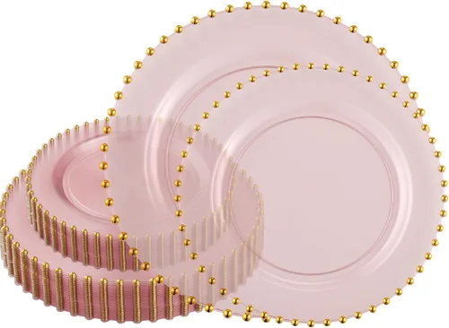 Vista 18 de Plasticpro - Juego de platos combinados de 32 piezas de plástico para cena, platos desechables de plástico elegantes y resistentes para fiestas de 7