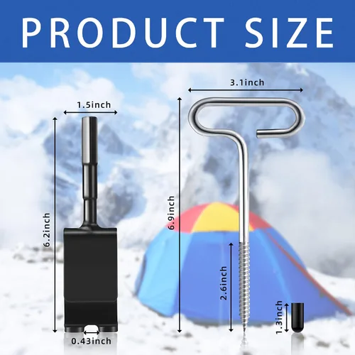 Vista 2 de Kit de herramientas de anclaje de hielo, 1 adaptador de taladro de anclaje de hielo con 4 clavijas roscadas para pesca en hielo, clavo de estaca
