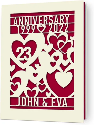 Vista 8 de EDSG Tarjeta de aniversario para parejas, tarjeta de felicitación personalizada con cualquier nombre y fecha para mujeres, esposa, para ella, tema