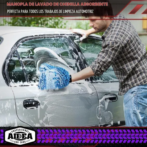 Vista 6 de AIDEA Manopla de Lavado de Coche de Microfibra-2PK, Sin Rayones y Sin Pelusas, Manopla de Lavado de Microfibra Chenille Premium-Azul Tamaño Regular