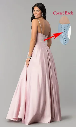 Vista 2 de Vici Gowner Vestido de fiesta formal de noche con cuello en V plisado para mujer con tirantes delgados vestido largo de fiesta