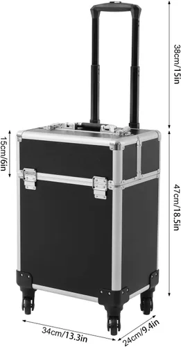 Vista 2 de YIYIBYUS Estuche de tren de maquillaje rodante, carrito profesional grande para cosméticos con cuatro bandejas deslizantes y ruedas universales