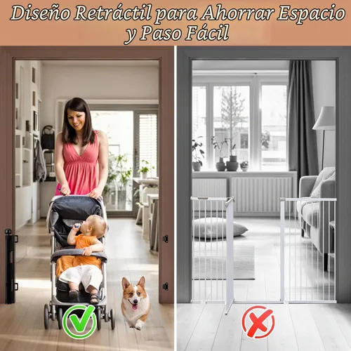 Vista 4 de Puertas retráctiles para bebés de 24 pulgadas de alto para pasar por encima, puertas cortas para perros, puerta para mascotas para cachorros