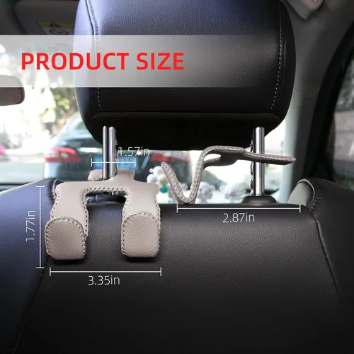 Vista 7 de Ganchos de coche para bolsos y bolsos, colgador duradero 2 en 1, gancho de cuero para reposacabezas, organizador de asiento trasero de automóvil, 1