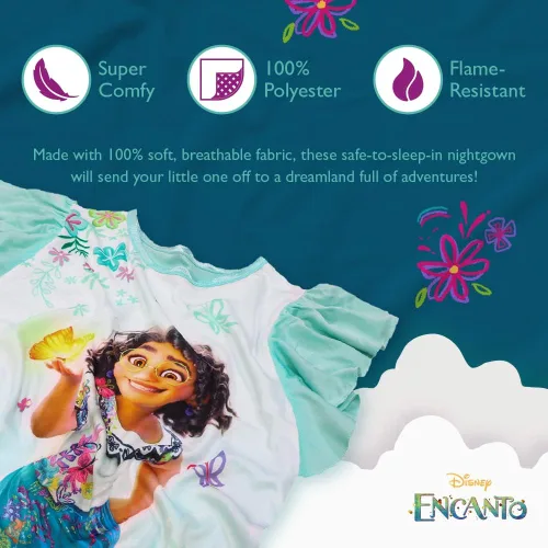 Vista 3 de Disney Girls' Nightgown, Soft & Cute Pajamas for Kids