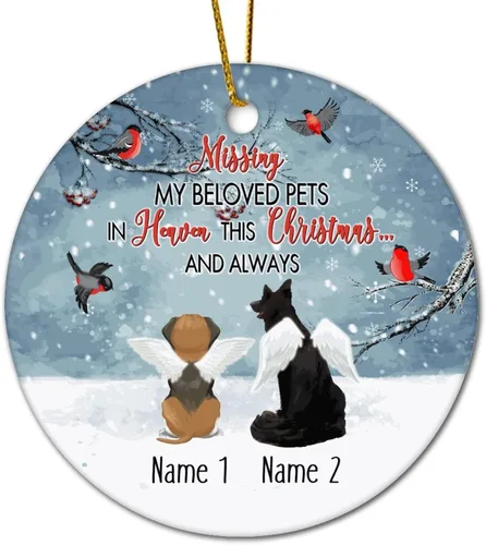 Vista 19 de Personalized Pet Memorial Ornament, Miss My Beloved Pets in Heaven Ornament, Dog Christmas Ornament, Pet Loss Gift, Dog Angel Wings Ornament, Custom