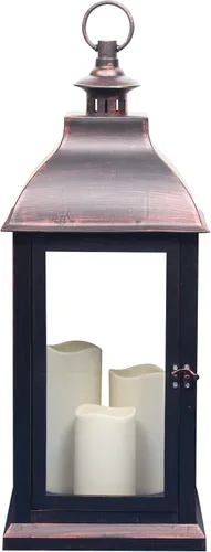 Vista 3 de Paquete de 1 linterna decorativa de 24.80 pulgadas de alto con temporizador LED de llama bailarina, vela LED de encendido/apagado/temporizador con 6