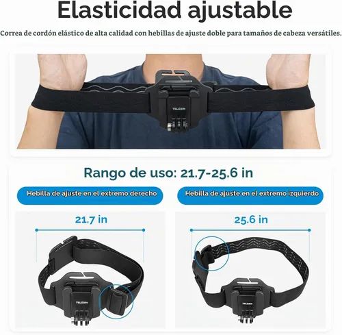 Vista 9 de TELESIN Soporte de correa para la cabeza con clip de gorra, soporte de cinturón para la cabeza de liberación rápida compatible con GoPro Max/Hero