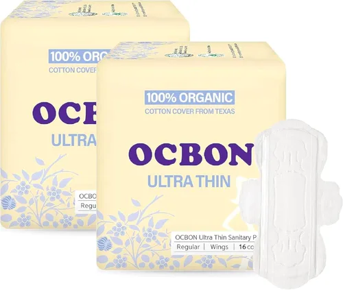 Vista 8 de OCBON Toallas sanitarias ultradelgadas sin perfume (20 unidades, nocturnas) – Toallas femeninas de algodón orgánico con alas para mujeres, súper