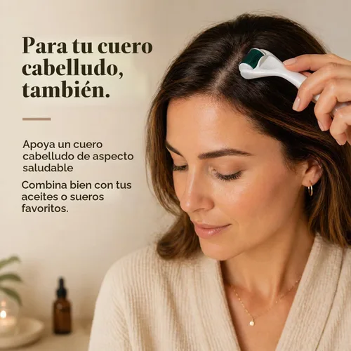 Vista 6 de Derma Roller para cuero cabelludo, barba y cara, rodillo de microagujas con 540 agujas de titanio de 0.010 in, herramienta de microagujas