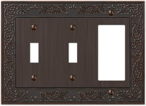 Vista 16 de Amerelle 43RVB - Placa de pared English Garden con 1 interruptor de palanca, metal fundido, color bronce envejecido, 1 paquete
