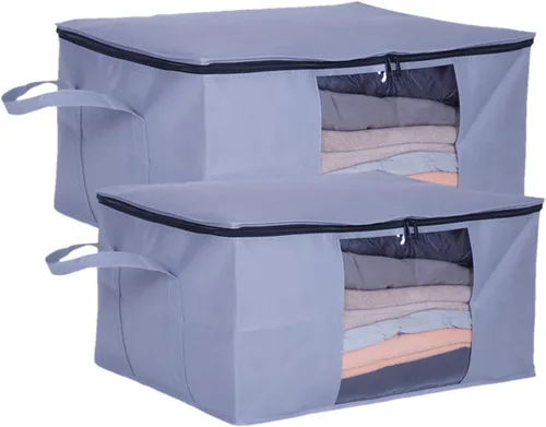 Vista 8 de Bolsas de almacenamiento de ropa con cremallera con ventana transparente de plástico y asas resistentes, ideales para almacenamiento de temporada
