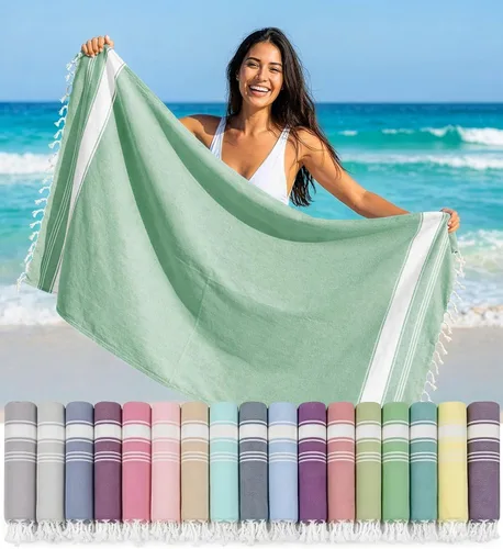 Vista 46 de LANE LINEN - Paquete de 4 toallas de playa de gran tamaño, toalla de piscina prelavada, extragrande, de secado rápido y sin arena, toalla de viaje