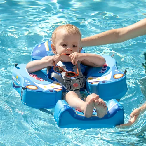 Vista 5 de Swimbobo Baby Floats for Pool with Canopy Non Inflatable Soft Skin-Friendly Fabric Material Infant Swim Float for Boys and Girls Swimming Pool Toys