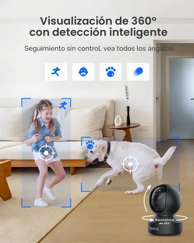 Vista 6 de REOLINK E1 Pro (negro) cámara PT de 3K Wi-Fi para interiores para monitoreo de bebés y mascotas, seguimiento automático, visión nocturna de 5MP