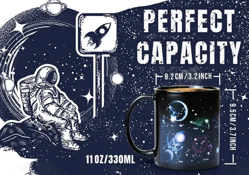Vista 6 de Regalos de Astronomía Taza de Café con Tapa, 12 Regalos del Espacio de Constelaciones para Hombres y Mujeres, Taza de Cerámica con Tema de Planeta