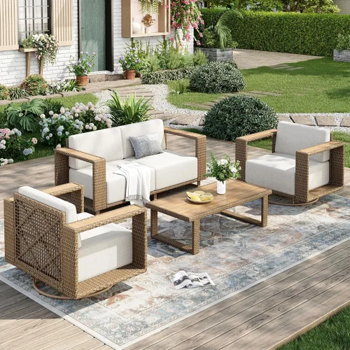 Vista 10 de MIXPATIO Juego de muebles de patio con sillas giratorias y cojín de 10