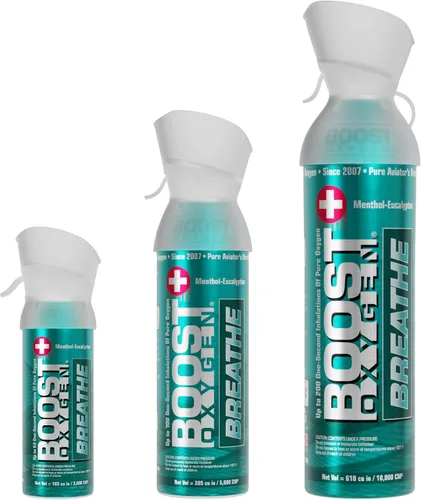 Vista 10 de Boost Oxygen Colección completa XL 12L, grande 10L, mediano 5L y tamaño de bolsillo 3L (paquete de 4) Four Different Can Sizes • No Added Aromas