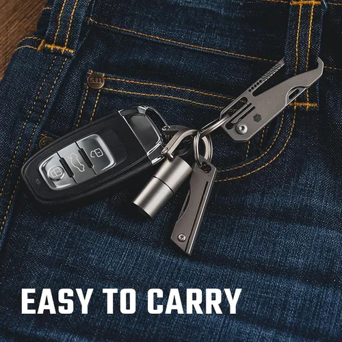 Vista 7 de KeyUnity KK08 EDC Cuchillo plegable de titanio con mosquetón para llevar a diario (KK08)