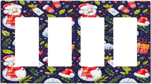 Vista 23 de Cubierta de interruptor de luz dúplex de 1 banda, cubierta decorativa de Navidad con copos de nieve rojos, placa frontal decorativa para cocina