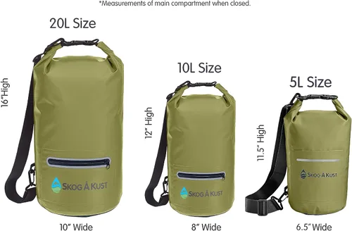 Vista 3 de Skog Å Kust DrySak - Bolsa impermeable con tapa enrollable para viajes y al aire libre - tamaños de 5, 10 y 20 litros
