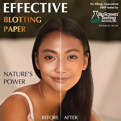 Vista 2 de Hojas de secado de aceite natural para cara con carbón de bambú, 25% más grandes, 1 unidad/100 hojas absorbentes de aceite aptas para maquillaje
