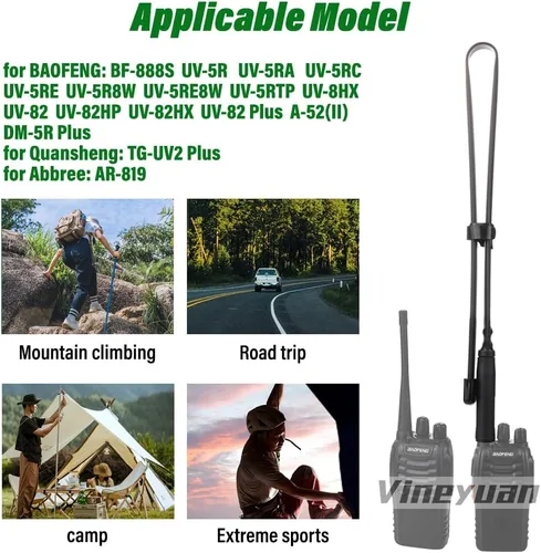 Vista 3 de Antena táctica CS plegable 27.6 in/27.56 pulgadas SMA-hembra doble banda VHF UHF 136/520Mhz para Kenwood BaoFeng UV-5R UV-82 BF-888S Retevis H777