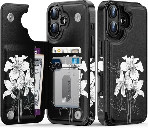 Vista 99 de LETO para iPhone 15 Pro Funda tipo cartera - Tapa tipo folio con patada - Diseños de moda - Tarjetero - Funda protectora para mujeres y niñas - 6.1