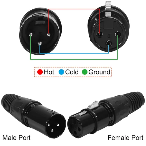 Vista 2 de DIANN 10pcs 3 Pin XLR Audio Jack Micrófono Conector - 5 Macho y 5 Hembra XLR Conectores
