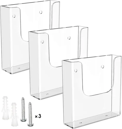 Vista 10 de MaxGear - Soporte de pared acrílico para folletos, 4 pulgadas de ancho, paquete de 3