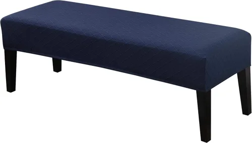 Vista 17 de SearchI Funda elástica para banco de comedor, lavable y duradera, fundas de asiento rectangulares para comedor, sala de estar, cocina (rejilla beige)